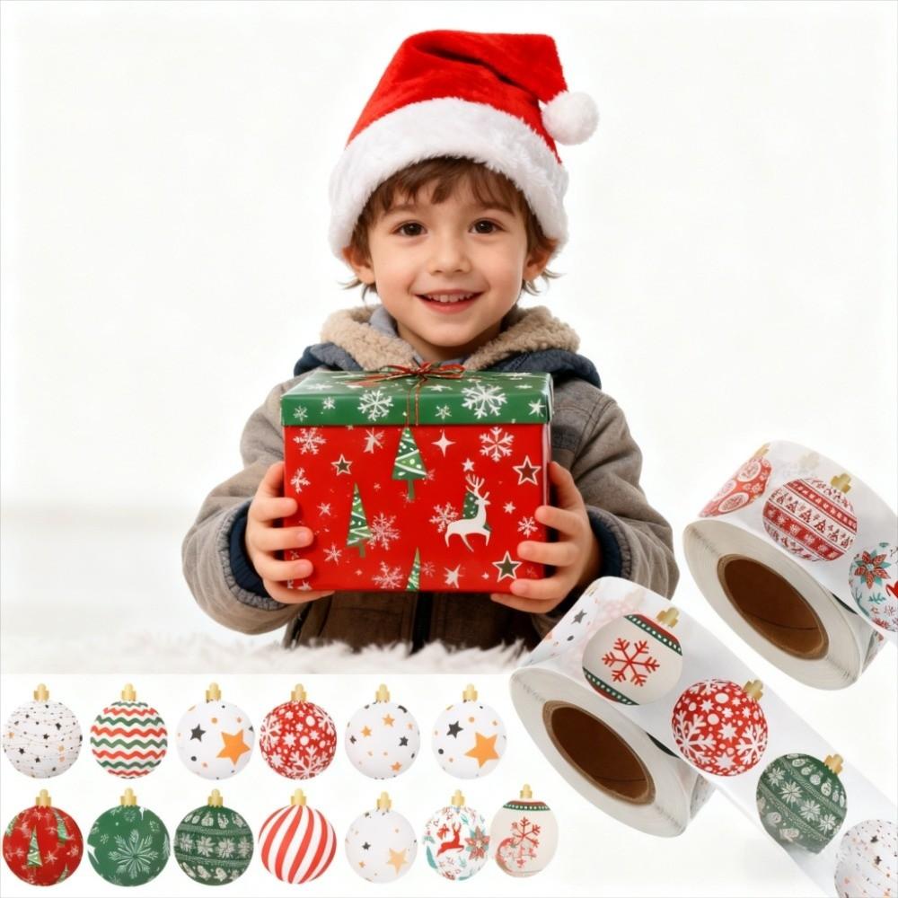 500pcs 3CM Merry Christmas Stickers Seal Labels Xmas Ball/Snowflake Christmas Theme Roll Stickers Christmas Decoration Stickers
