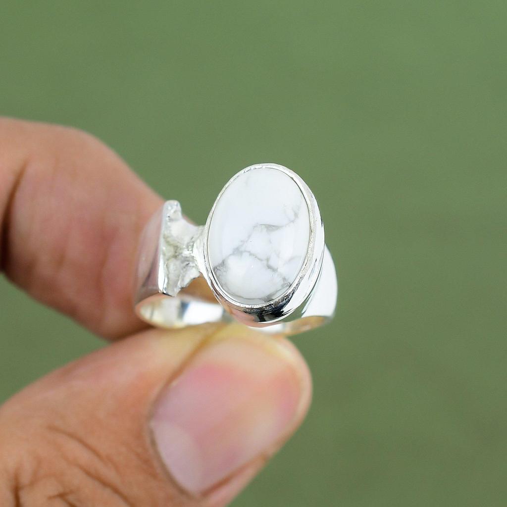 Howlite Ring 925 Sterling Silver Ring Handmade Antique Ring Silver Jewelry Original Gemstone Ring Gift For Girlfriend Available In Ring Size