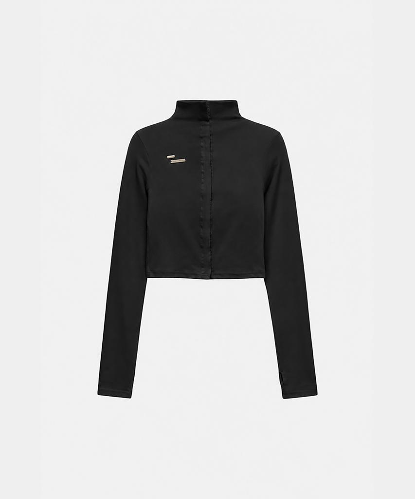 ETRE AU SOMMET Snap Front Crop Top (Black)