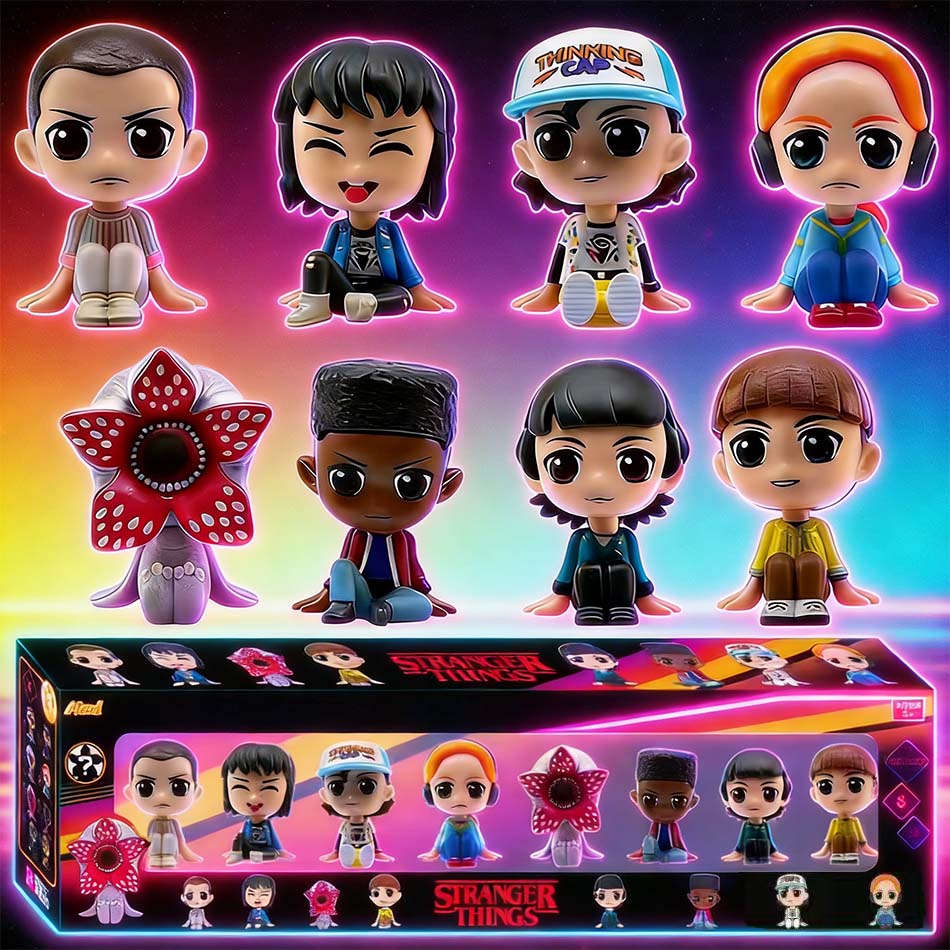 8pc Anime Strangers Things Q-version Sitting posture Figure Jane Ives Will Byers Action Figure desktop statue Toy gift