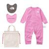 Baby Long Sleeve Romper Bib Organic Orchid Size 80 & 2-Piece Set, Unisex, Cotton, Moisture-Wicking, Quick-Drying, Pink,