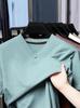 Men’s Summer 2025 V-neck Single-button Short Sleeve Breathable T-shirt