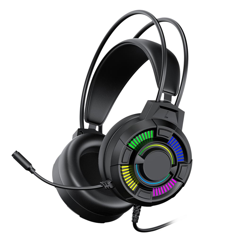 Gaming Headset with RGB Lights, 7.1 Surround Sound USB Wired Headphones, 50mm Drivers, Lightweight Design, Over Ear