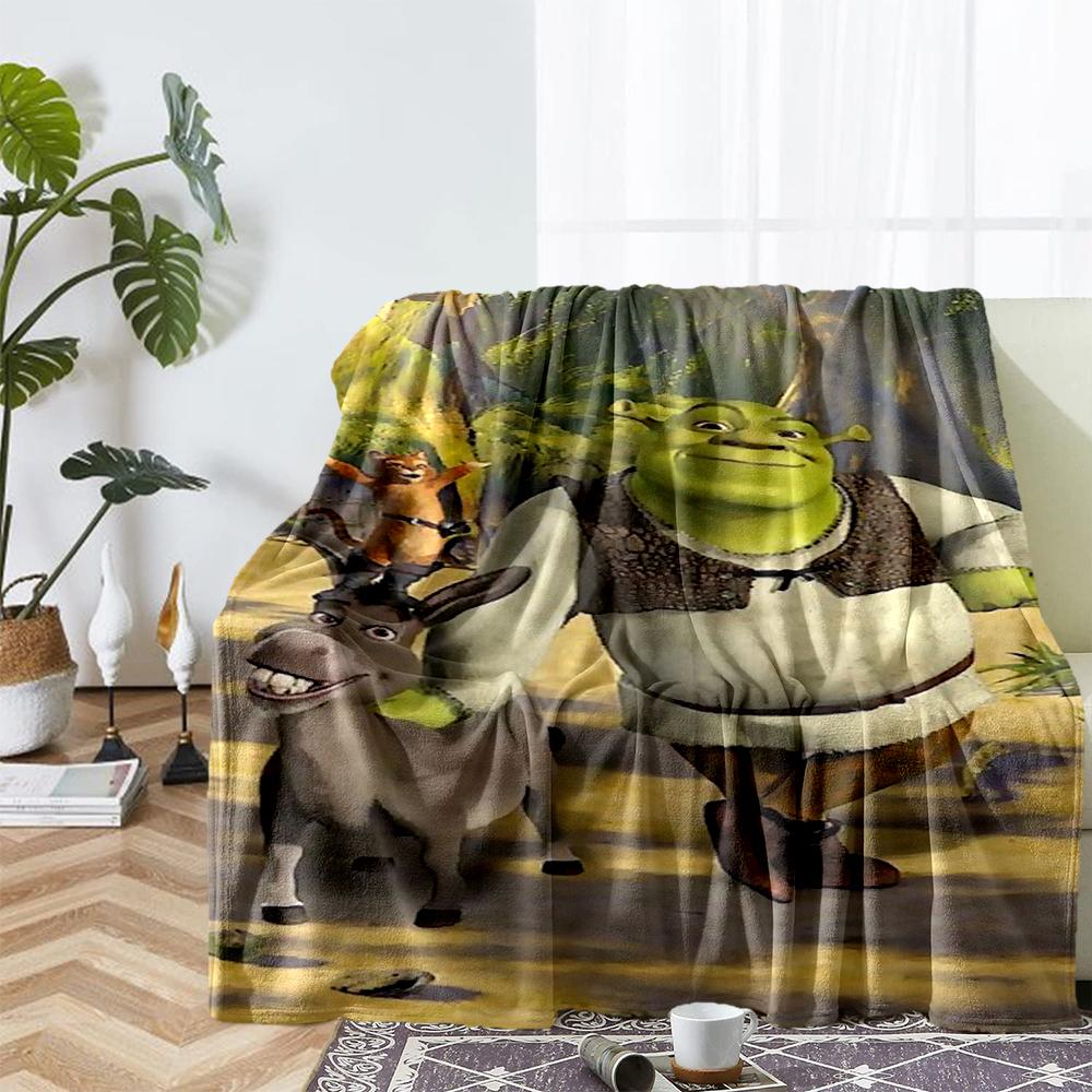 Shrek Theme Printed Blanket - Perfect for Couch, Bed, Travel & Outdoor Use | Machine Washable, Cozy & Durable.