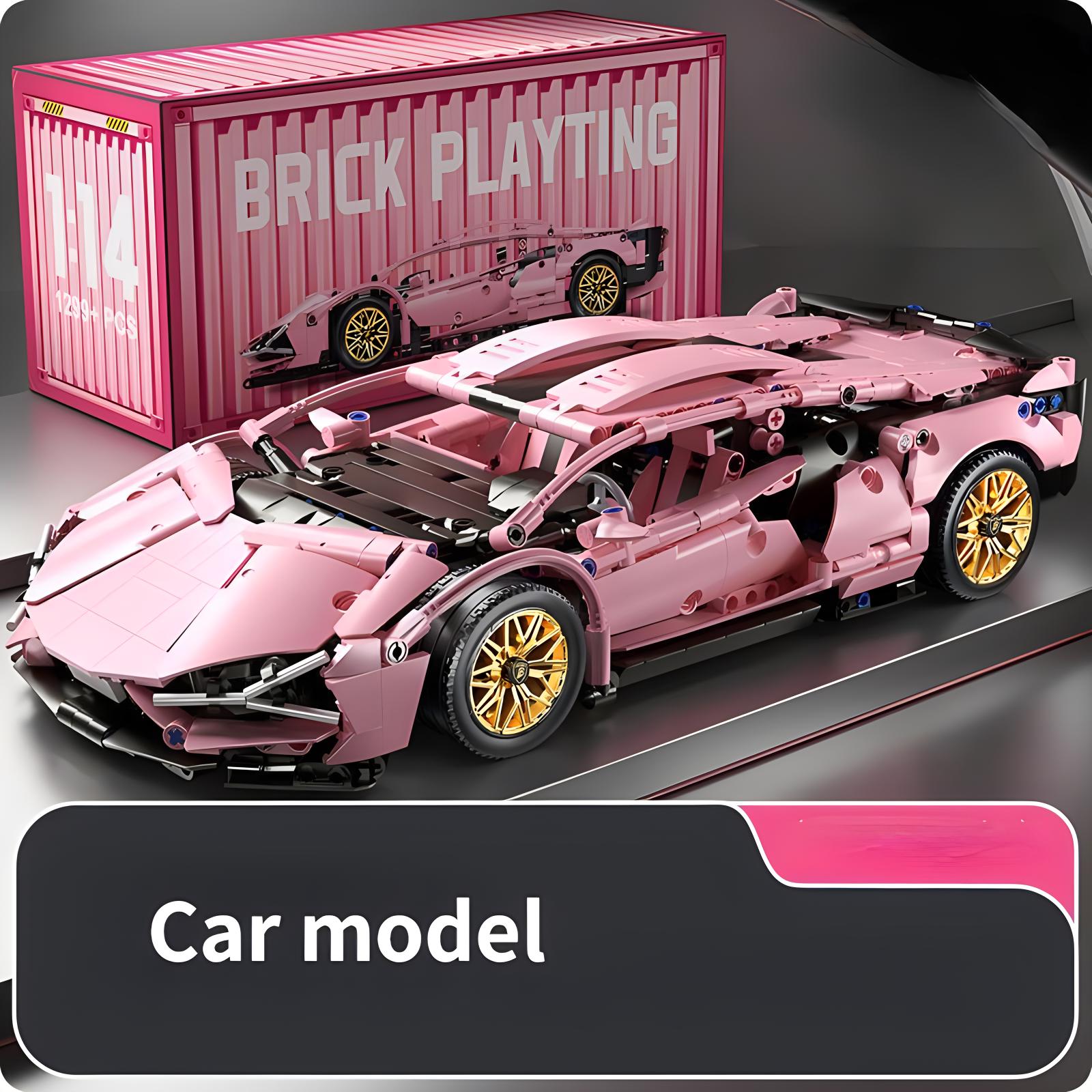

1:14 Pink Sports car RC Toy Car Building blocks Toy Birthday Gift MOC Sports Car Model (1314+ particles) No box