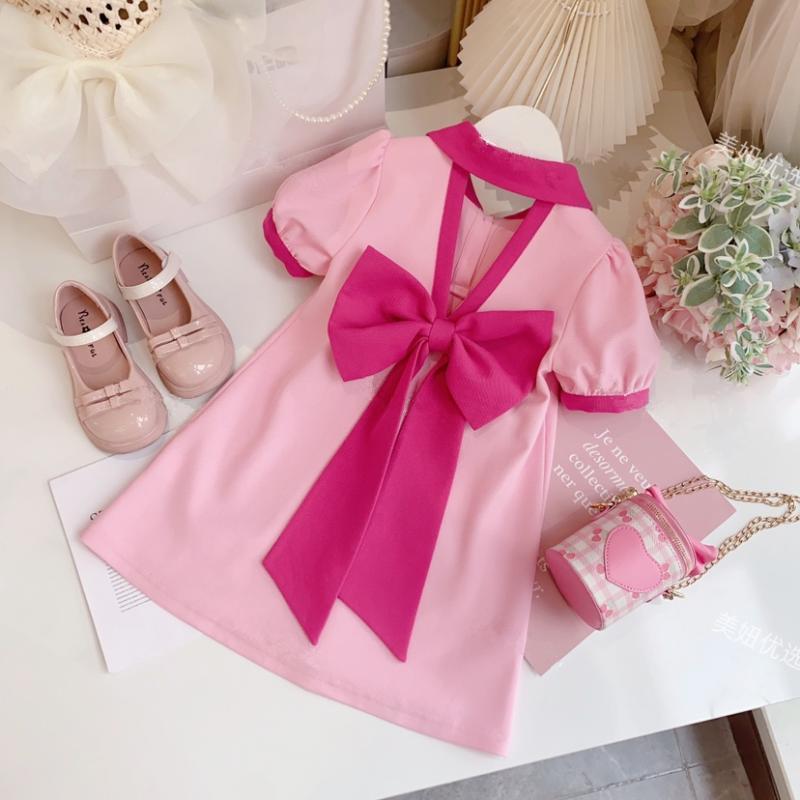 Girls Summer Fashion Polo Dress with Bow Cute Princess 120