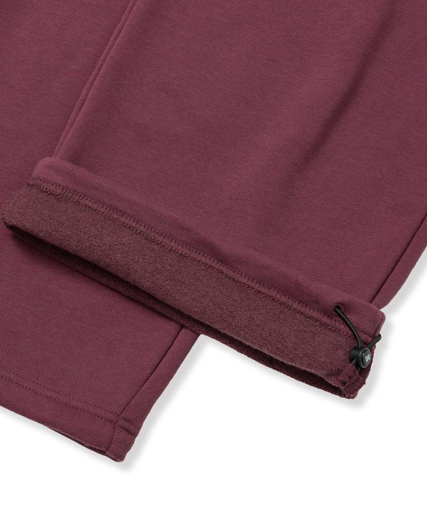 BROWNBREATH Tag Wide Sweat Pants - Burgundy