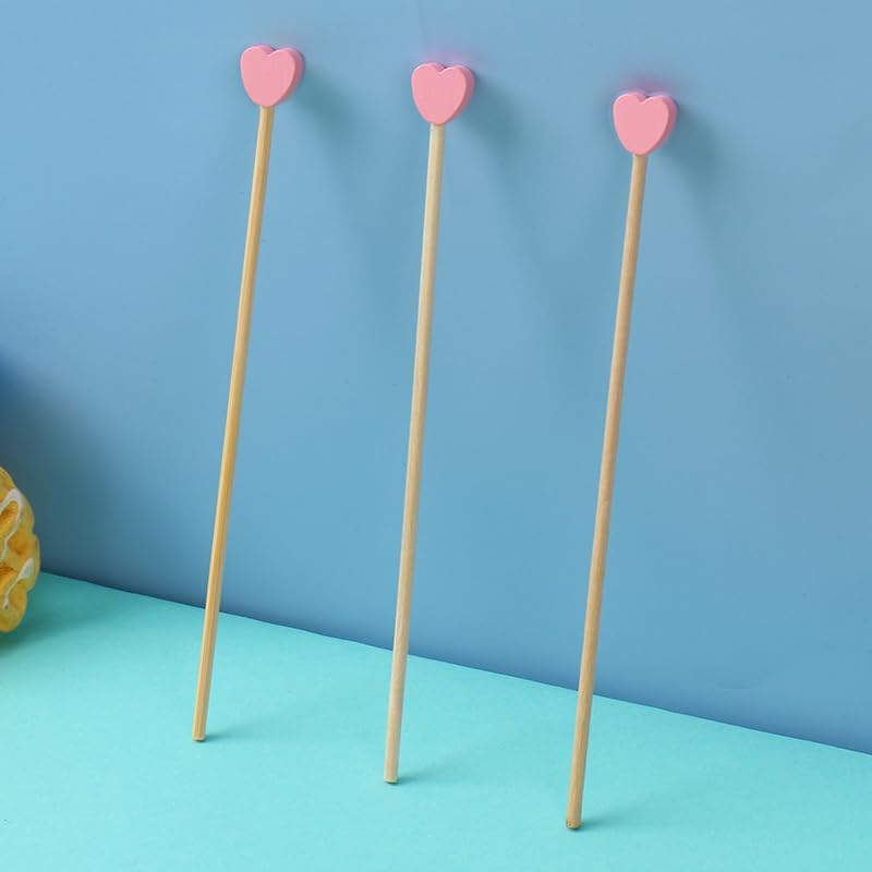 100 Pieces Disposable Wooden Coffee Stirrers Pink Heart Wooden Coffee Stir Sticks Wooden Stirrers Wooden Drink Stirrer Sticks for Coffee Cocktail