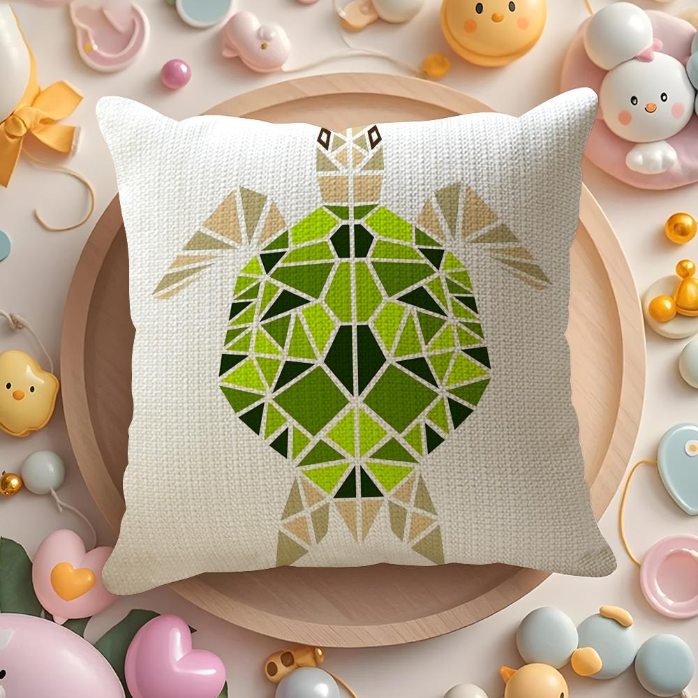 Cartoon Geometric Animal Pattern Pillow Case Pattern Printed Pillowcase for Living Room Sofa Cushion Cover  Bedroom Decor