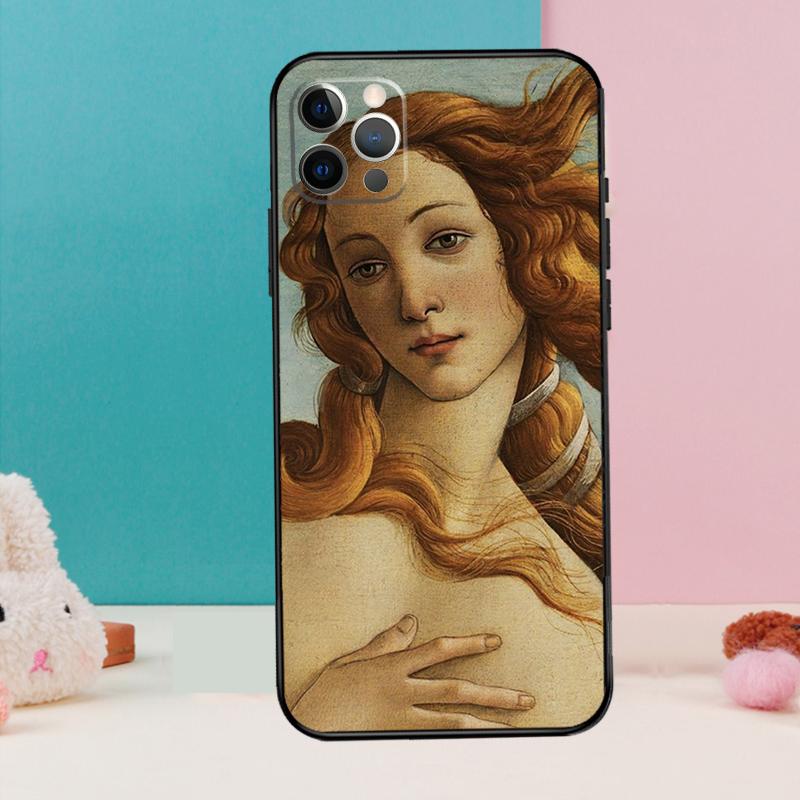

Art Painting Birth Of Venus Phone Case For iPhone 13 11 12 14 15 16 Pro Max Mini XR XS X Plus Back Cover Fundas iPhone 15 Pro