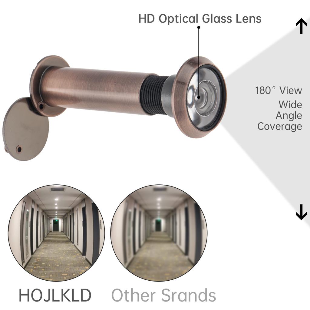 16mm 180° Wide Angle Door Viewer Peephole: Reinforced Steel Lock Core with 360° Rotation Privacy Cover for 1.77 Thickness, Dustproof
