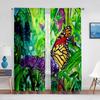 Spring Flower Colorful Floral Butterfly Translucent Curtain for Living Area Voile Window Blinds Bedchamber Tulle Drape Kitchen Area Window Drapes