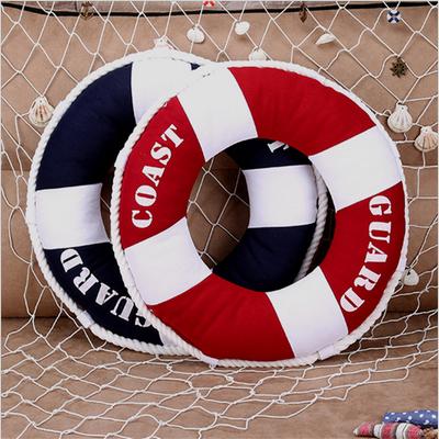 40x40cm Round Life Ring Lifebuoy Shaped Cushion Mediterranean Style Throw Pillow Home Decoration