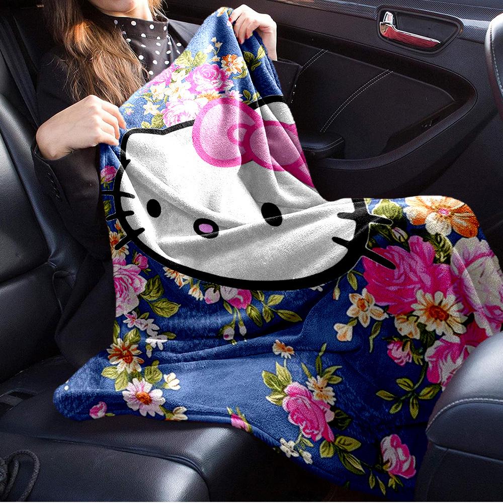 1pc Hello Kitty floral pattern blanket - seasonal home decor, comfortable and machine washable, suitable for all ages, an ideal gift for any