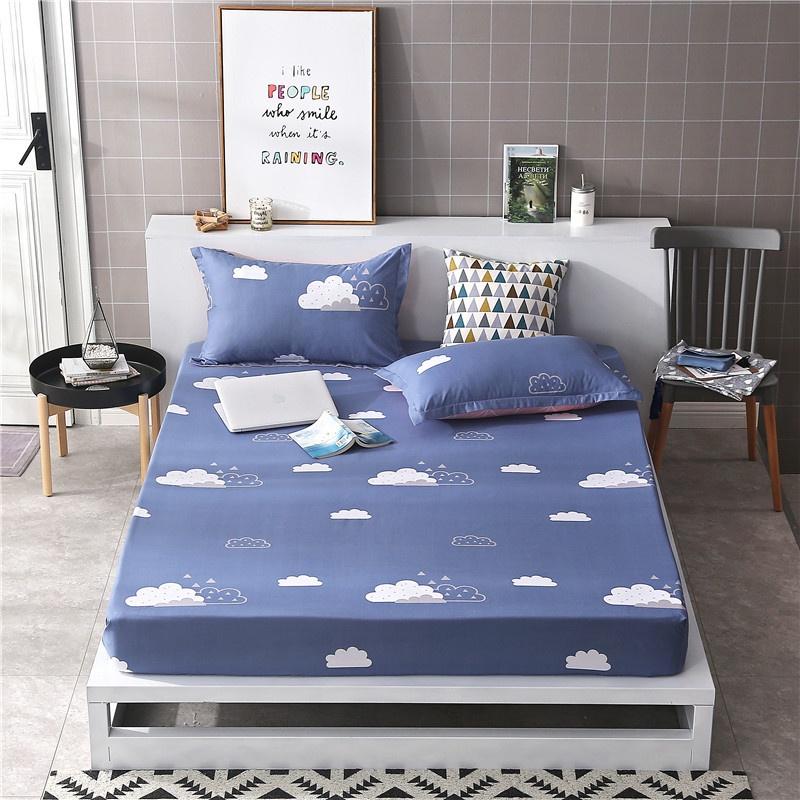 Luxurious Bedding Fitted Sheet Floral Flower Pillowcase Bed Cover With Elastic Cover