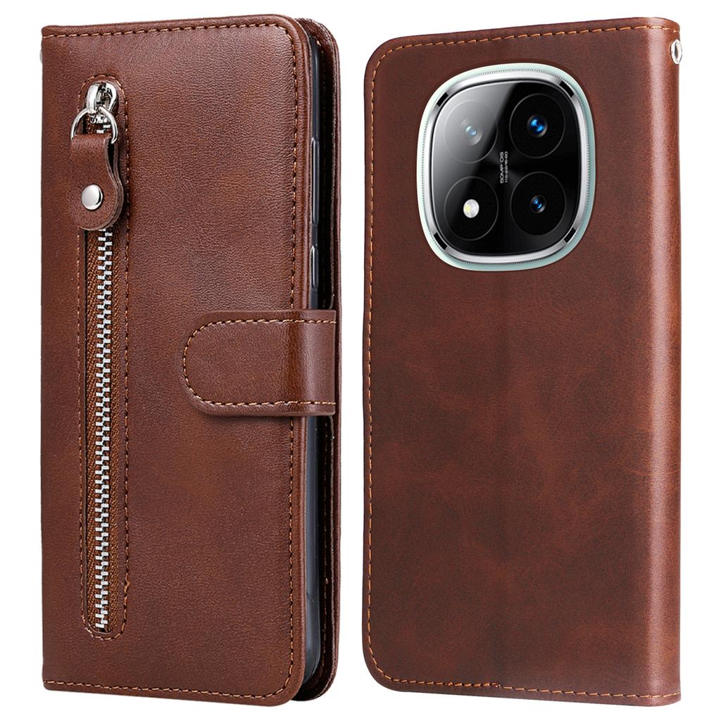 For Xiaomi Redmi Note 14 Pro+ 5G/Note 14 Pro 5G/Poco X7 5G Case Zipper Wallet Calf Texture PU Leather Phone Cover