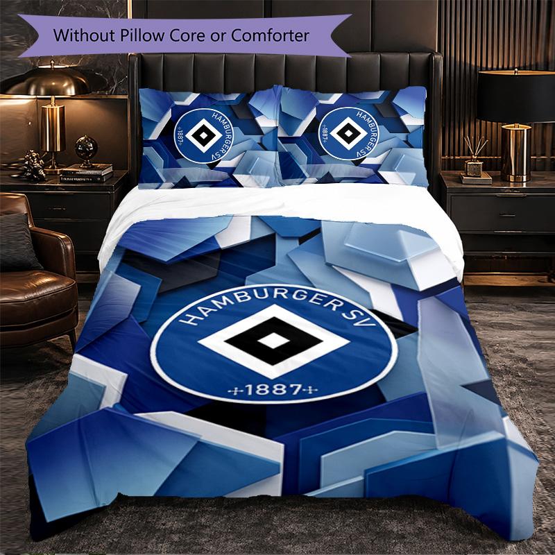 Set Biancheria da Letto Calcio Hamburger SV 3 Pezzi Morbido Copripiumino con Federe Set Decorazione Camera da Letto per la Casa