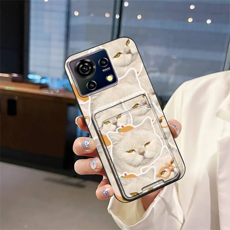 Card Slot TPU Phone Case For ZTE Blade V50 Vita Waterproof Protective Fashion Design Cartoon Cute Anti-knock Soft Case