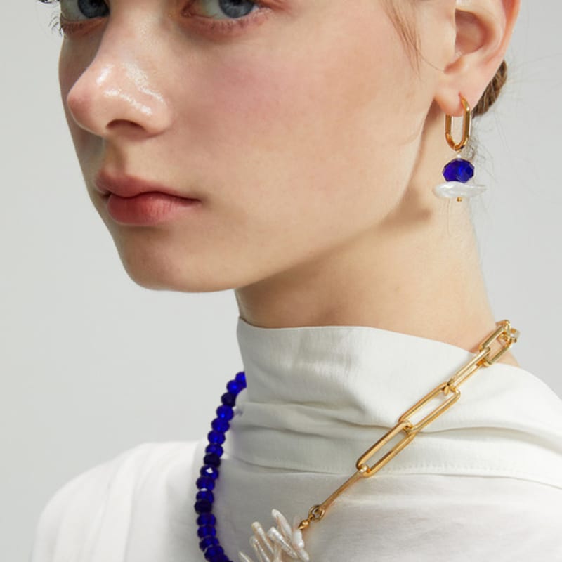 Iannmore Blue Pointed Birok Pearl Earring
