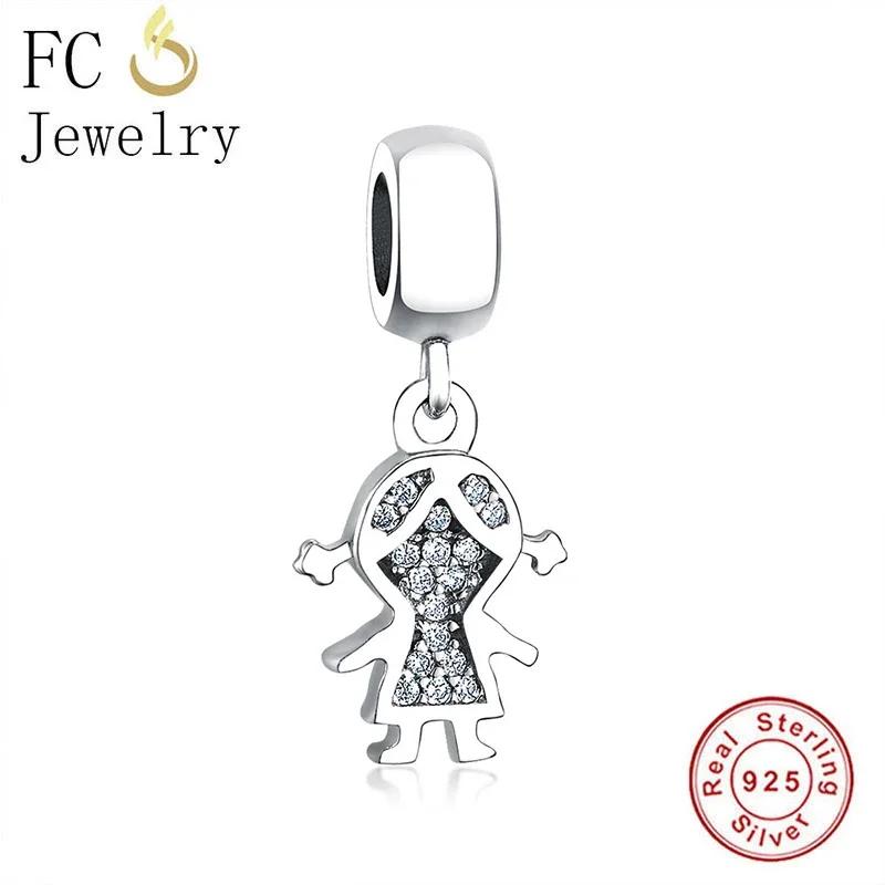 FC Jewelry Fit Original Pan Charms Bracelet Authentic 925 Silver Little Boy Girl Son Daughter Bead Pendant For Women Berloque