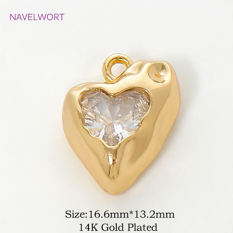 

14K Gold Plated Heart Shape Charms Pendants For Necklace Making Findings,Brass Decorative Pendants Findings,Supplies For Jewelry 1 piece
