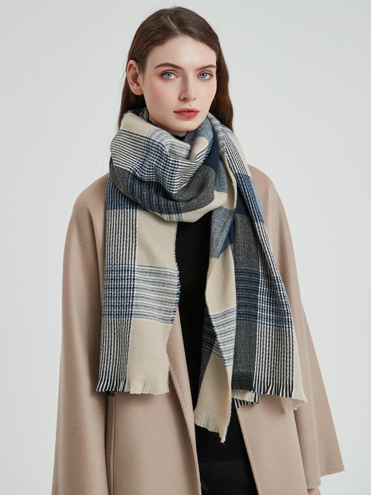 New Knitted Winter Vintage Plaid Scarf Women Men Imitation Cashmere Long Scarves Pashmina Female Neckerchief Bufanda Wrap Shawl