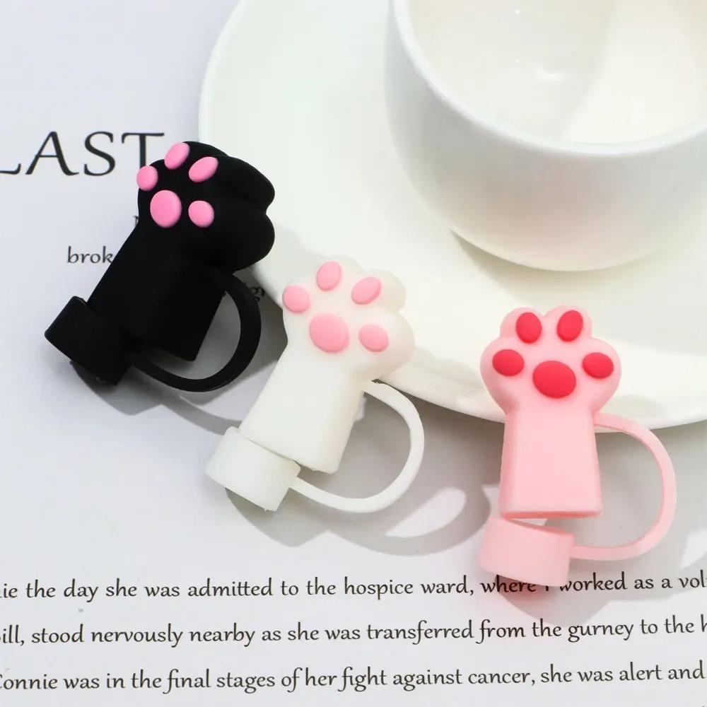 Dust-Proof Straw Topper Spill-Proof Straw Tip Cup Accessories Cat Paw Straw Cover Party