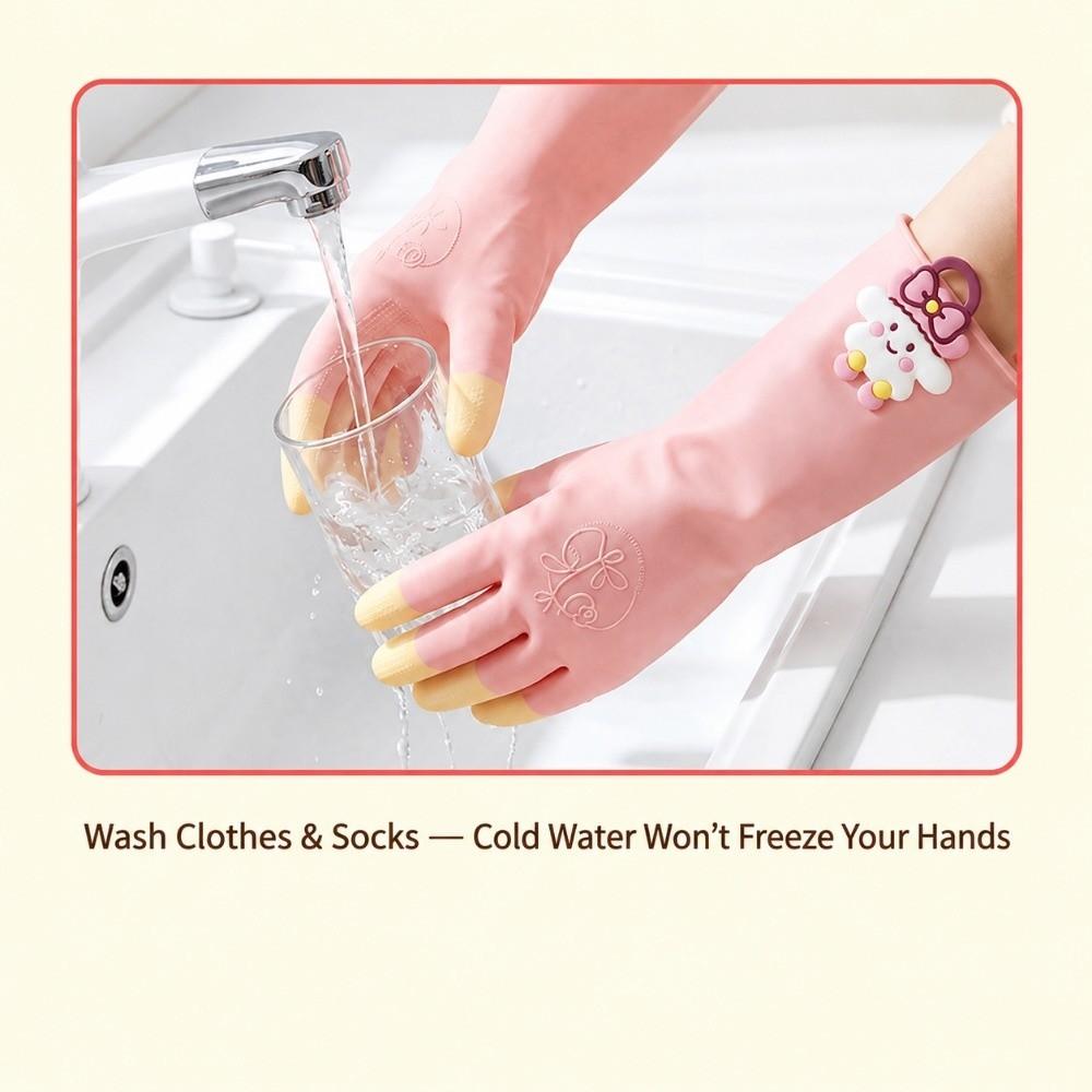 1 Pair Wear Resistant Dishwashing Gloves Thickened Kitchen Cleaning Gloves Laundry