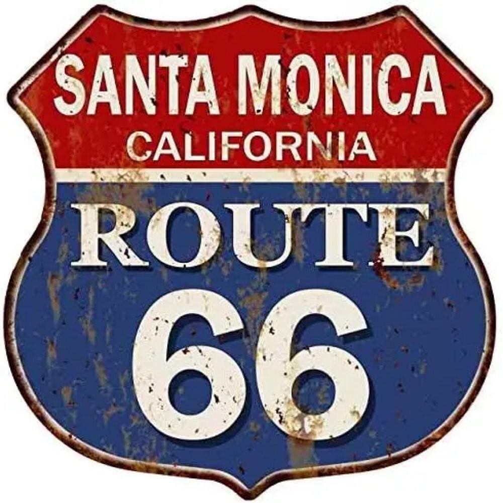 Vintage Route 66 Square Metal Tin Sign Garage Home Bar Decor 20x20cm
