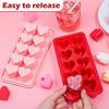 Heart Ice Cube Tray Silicone 2 Pcs Deep Heart Shape Ice Cube Moulds Love Heart Chocolate Mould for Valentine's Day