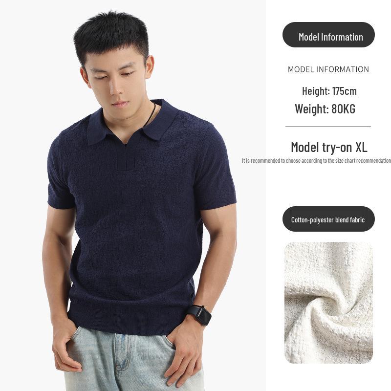 

Men s Luxury Short Sleeve Polo Shirt - Old Money Style Summer Lapel, Business Casual Knit Top M