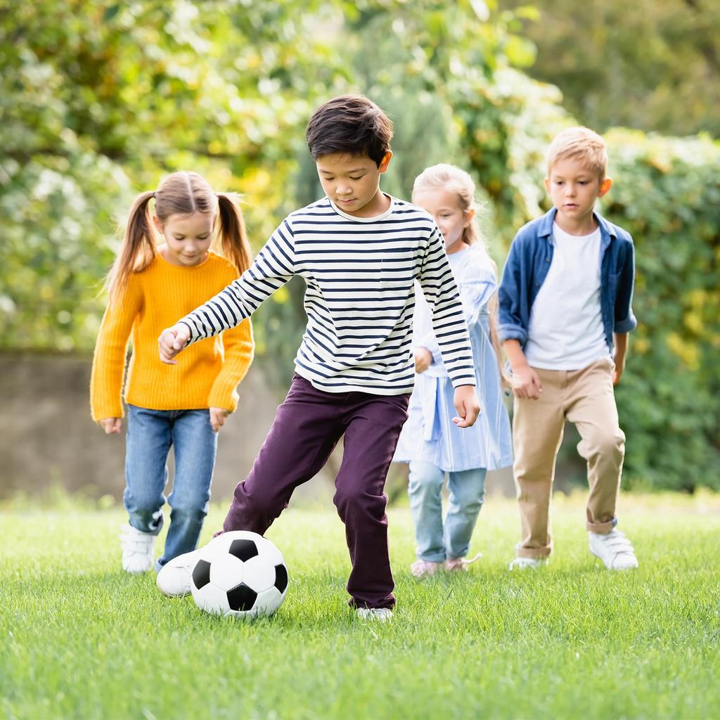 MUKI Soccer Size Futsal with Air for Elementary and Indoor Practice and Outdoor Toy for Ages and 5 Ball, 3, Ball, Soft, Pump, Toddlers, Schoolers,