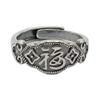 Adjustable Open Ring With Vintage Chinese Fu Character Design Boho Retro Copper Statement Jewelry Women Men