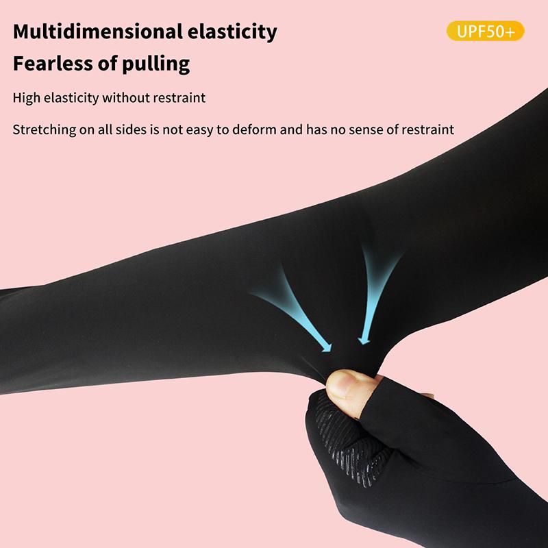 1Pair Sport Arm Sleeves Cycling Running Fishing Climbing Arm Cover Gloves Sun Uv Protection Ice Cool Sleeves With 5-Finger Cuff