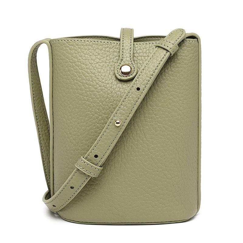 Mini lightweight soft leather bucket bag 2024 new fashion small bag for women Korean version textured casual crossbody phone bag