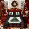 3pcs Christmas print cartoon Christmas tree print coreless down comforter set comfortable bedroom bedding holiday decoration
