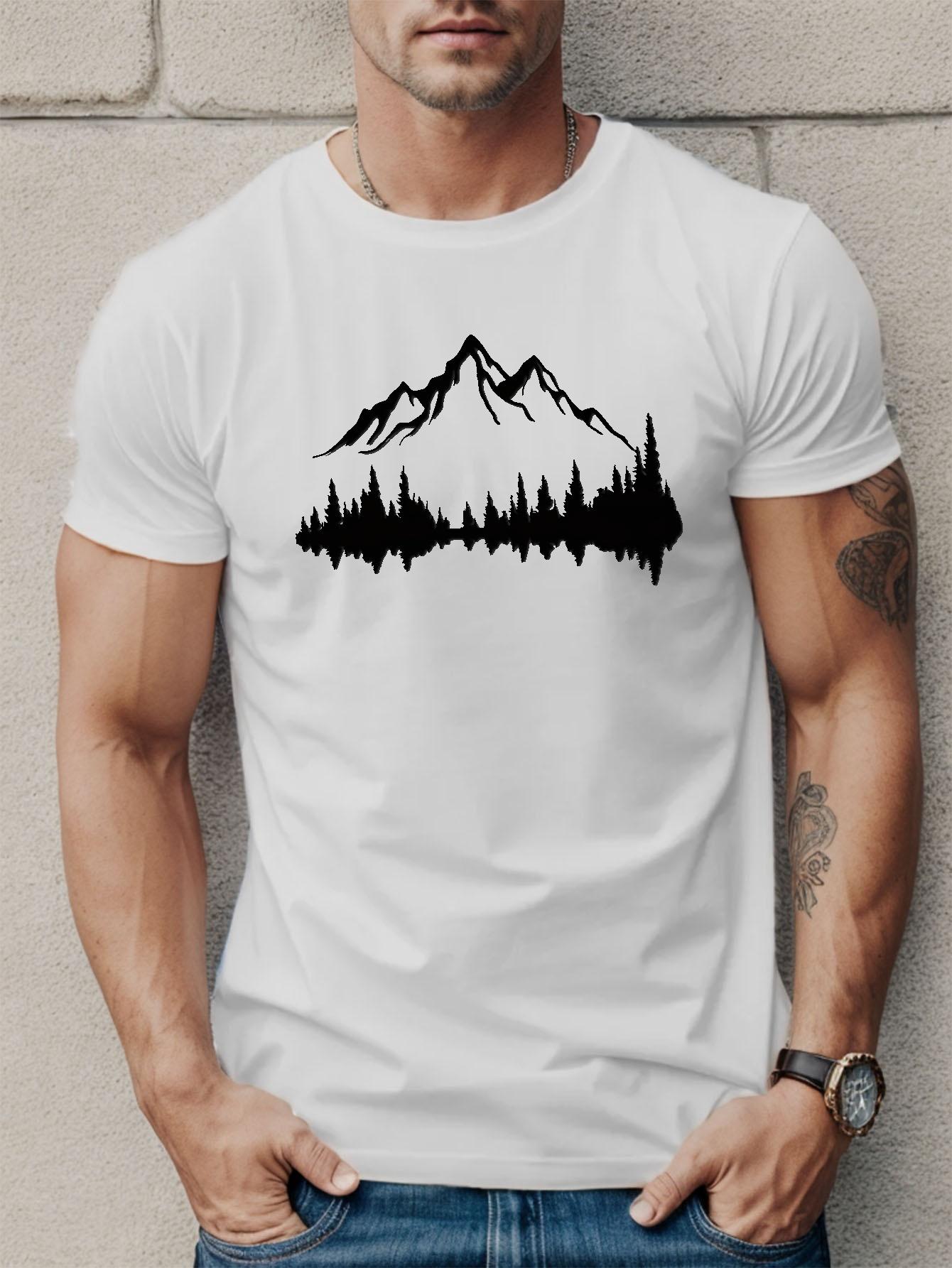 Mens printed Tshirt summer casual short sleeved shirt Casual street style short sleeved top ideal choice for summer vacation S