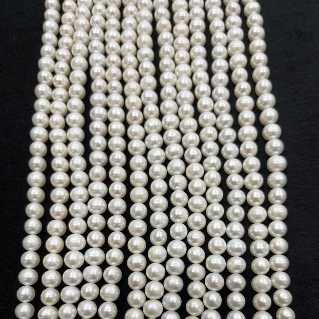 1String, White Natural Freshwater Pearls Beads for Jewelry Making DIY Necklace Bracelet Crafts (Beads 7-8mm, Length 36cm)