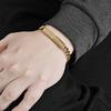 Men's Stainless Steel Plaid Brushed Bracelet Light Luxury High-end Design Simple Hidden Buckle