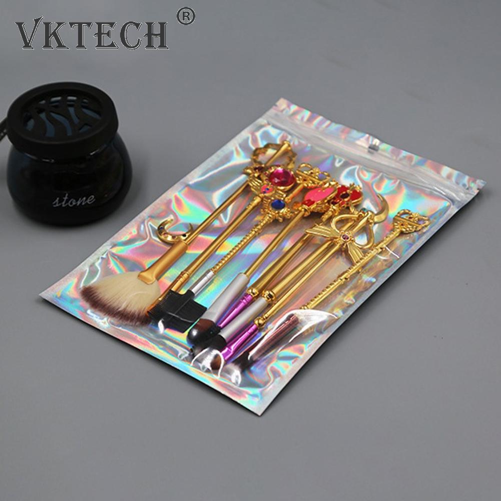 100pcs Smell Proof Mylar Bags Resealable Odor Proof Bags Holographic Packaging Pouch Bag Food Jewelry Laser Zip Lock Bag