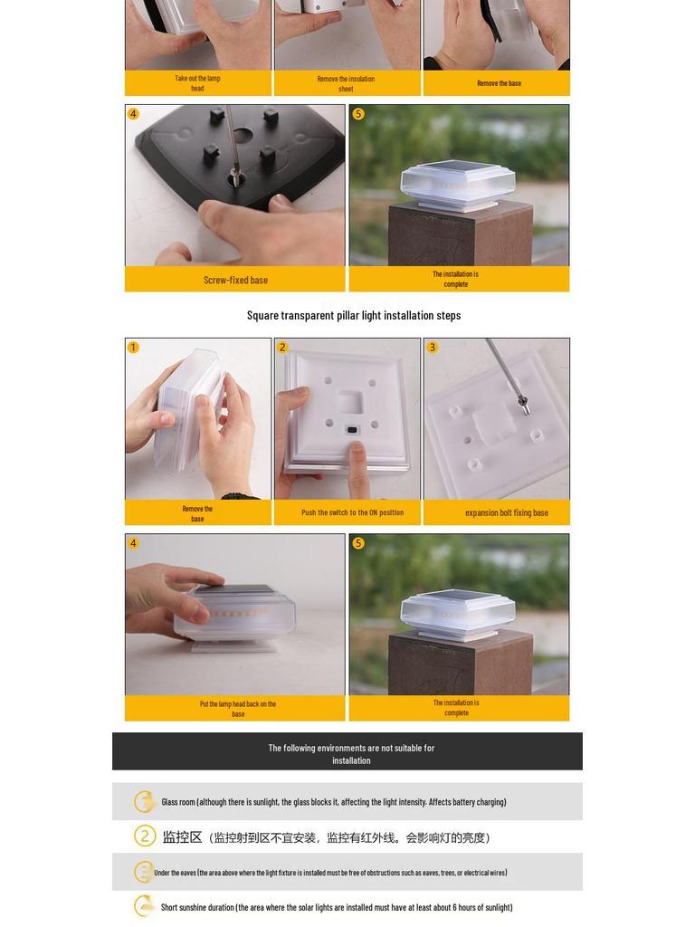 Wasserdichte Solar-LED-Pfostenleuchte für Außenzäune und Innenhöfe