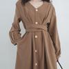 Japanese Vintage Style V-neck High Waist Lace Up Waist Dress