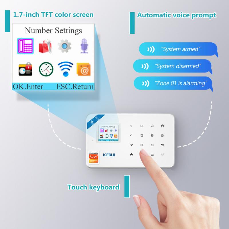 KERUI W181 Alarm System Panel WIFI GSM Alarm for Home Wireless Support Alexa Tuya Smart APP Control with Motion Sensor Siren