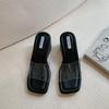 Fashion Female Shoes Slippers Women Summer Low Transparent Heel Luxury Slides On A Wedge Platform 2025 Designer Fashion Rubber PU Rome F