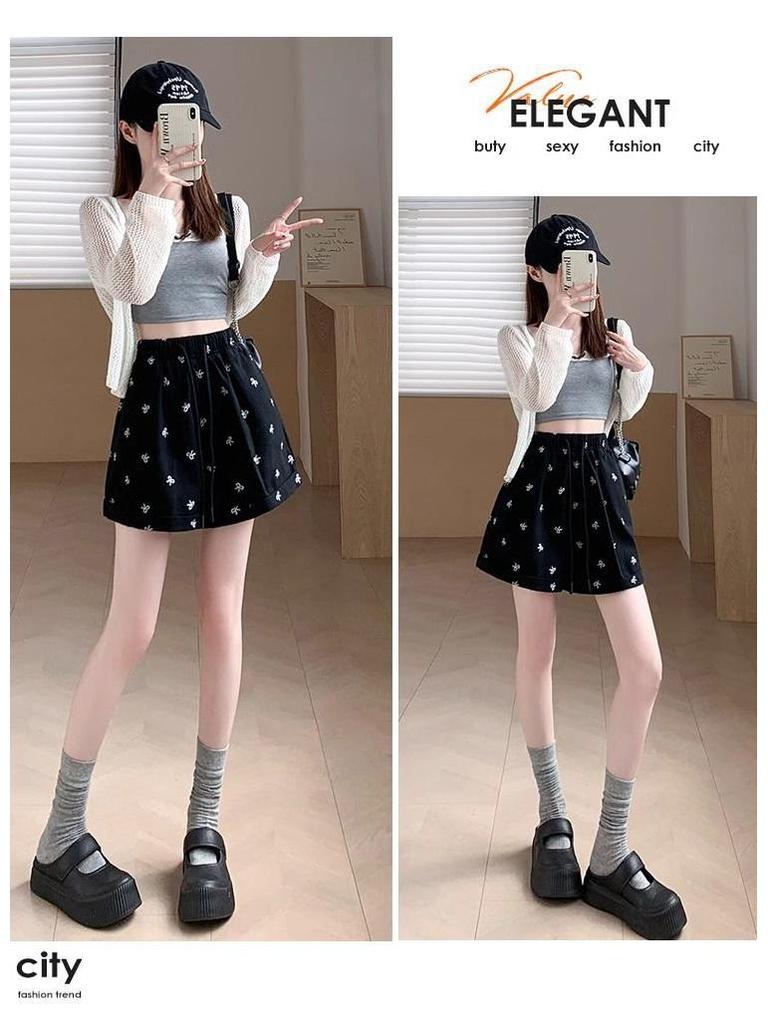 Plus Size Summer High Waist Wide Leg Casual Retro Shorts for Women
