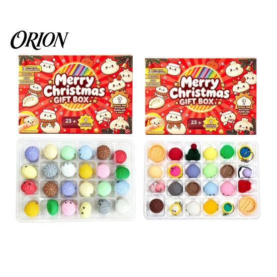 Christmas Dumpling Gift Box Merry Box, Xmas Advent Calendar with Stress Countdown Relief Squeeze Toys, 24 Days Steamed Bun Toy Soft Toys