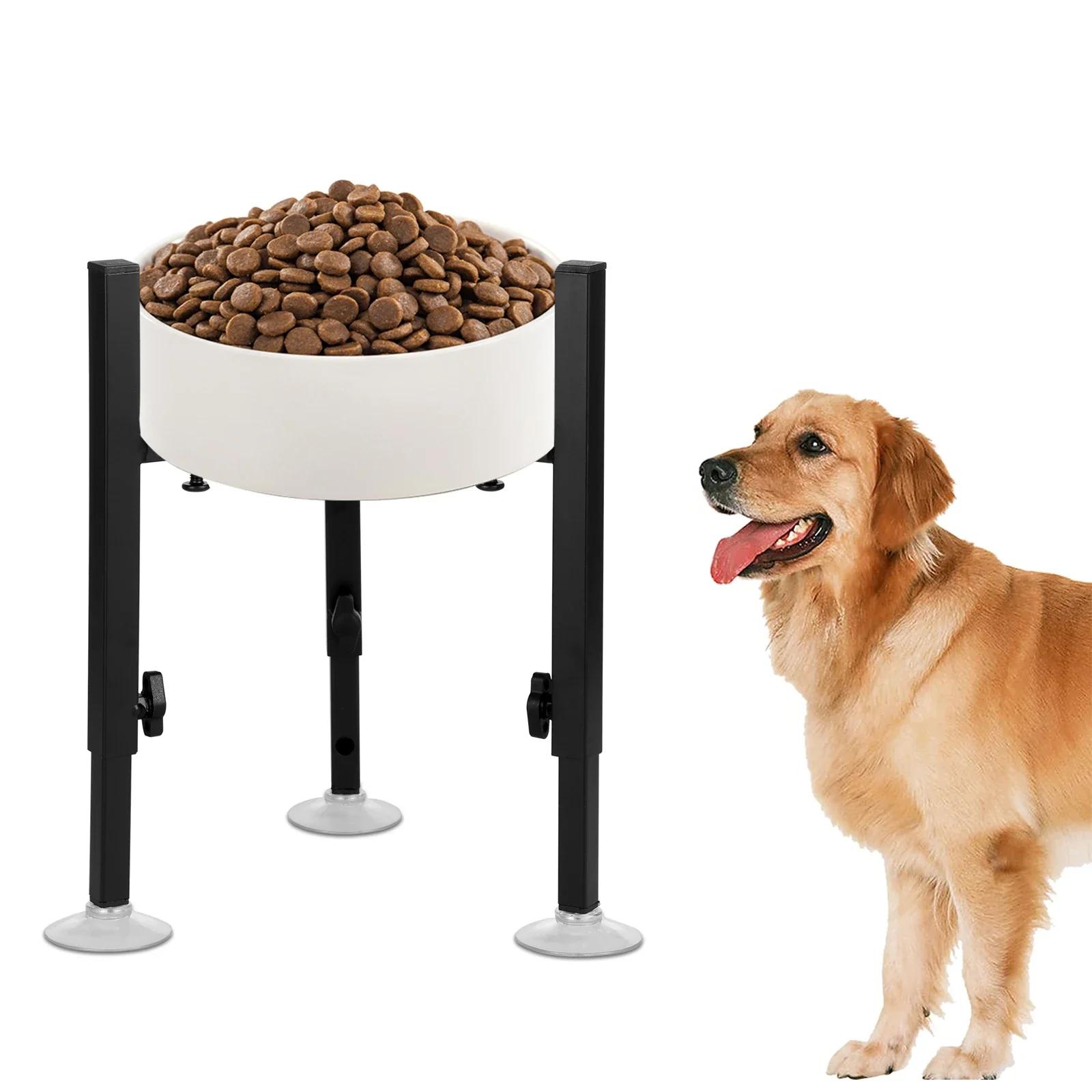 Adjustable Elevated Dog Food Bowls Stand Metal Height Raised Pet Large and Extra Large Sized Dog Food Water Bowls Stand nero