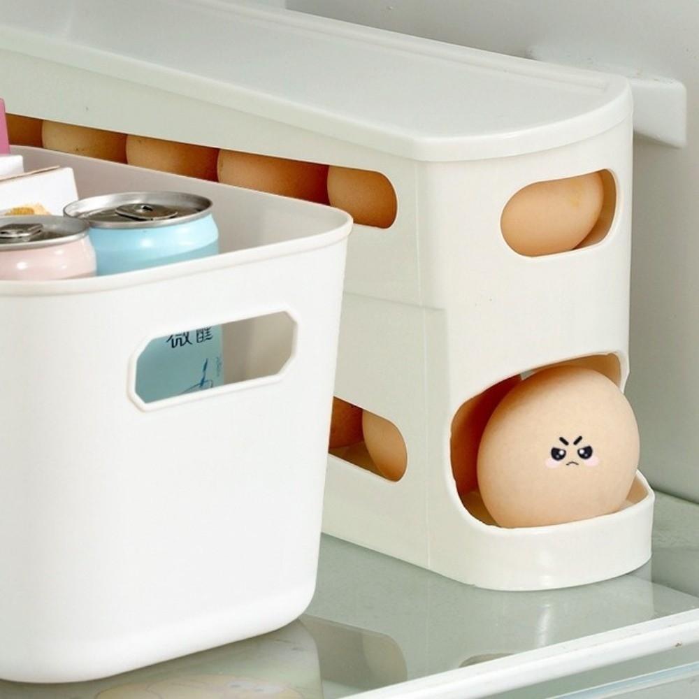 Large Capacity Double Layer Egg Storage Box Plastic Rolling Egg Holder Egg Storage