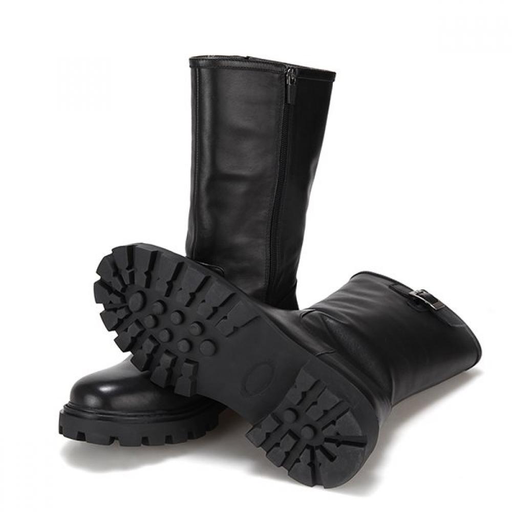 Barbara Chunky Leather 4cm Half Boots Bbg852bk