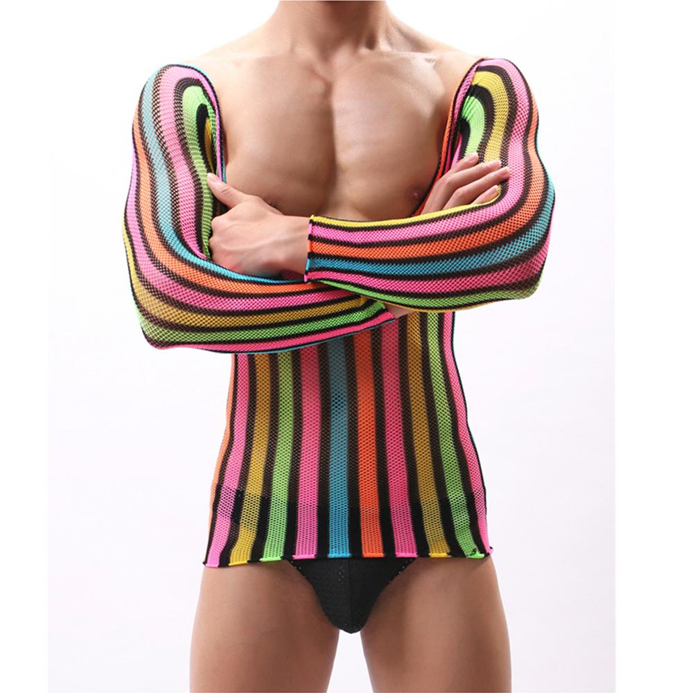 Men'S Sexy Mesh Lingerie One-Piece Bodycon Dress Crotchless Erotic Nightwear Cool Male Sexy Underwear For Boyfriend